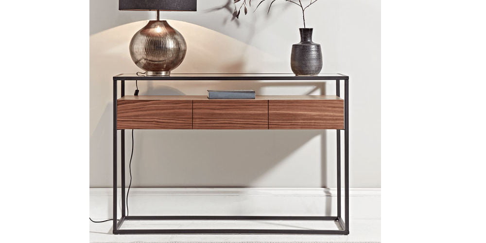 Cox & Cox Walnut & Glass Console Table