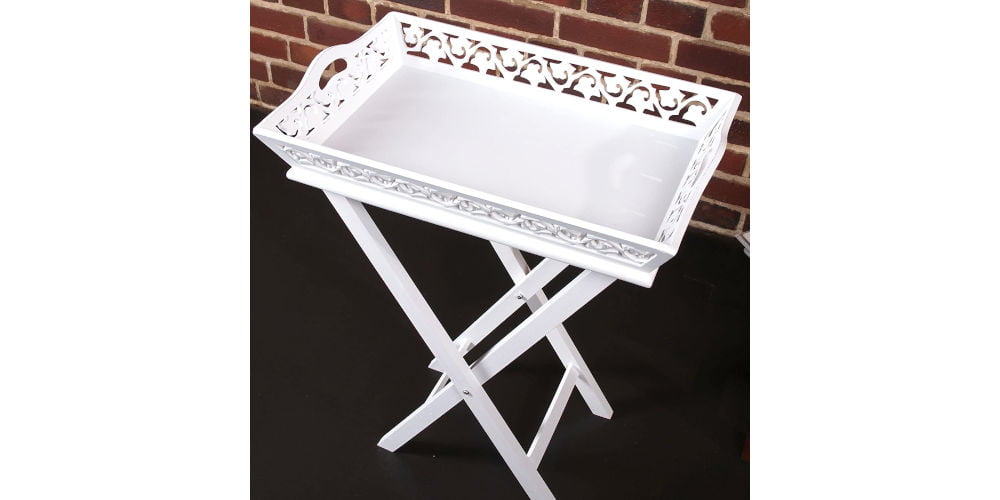 DESIGN DELIGHTS Whitewashed Butler Tray Table