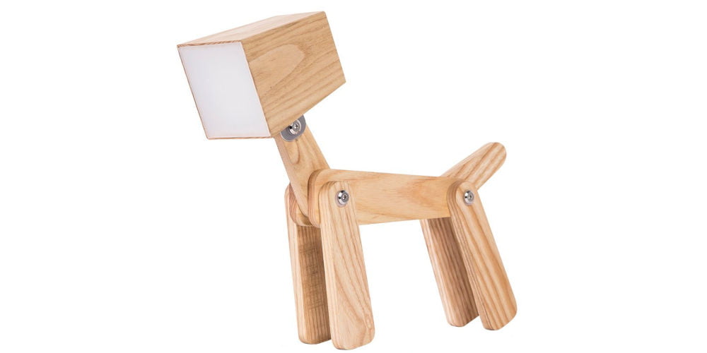 HROOME Cute Wooden Dog bedroom lamp