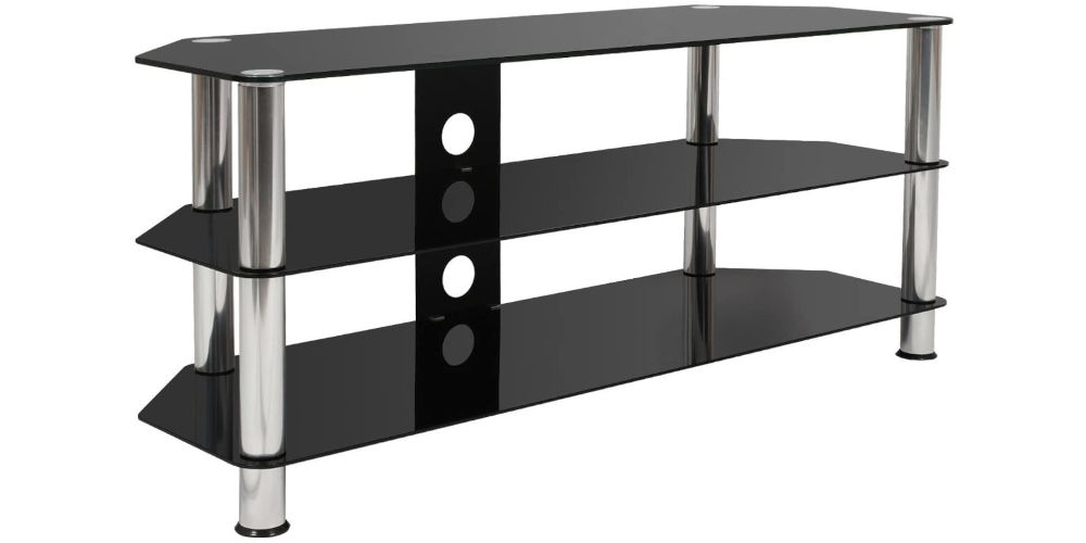 Mountright Black Glass TV Stand