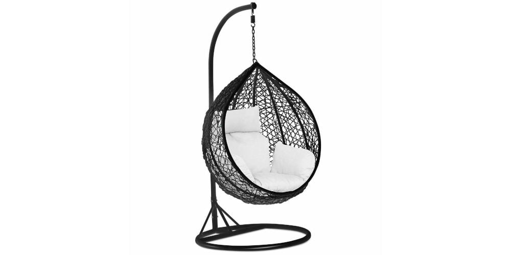 Popamazing Rattan Hanging Swing Chair Black