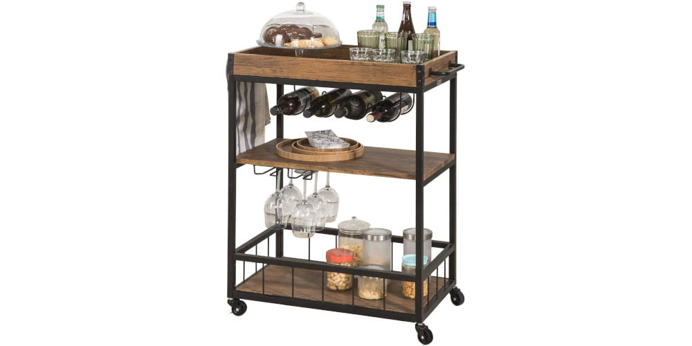 SoBuy® Industrial Serving Trolley with Wine Rack