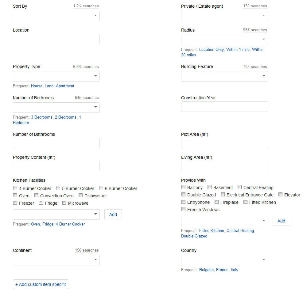 ebay specifics
