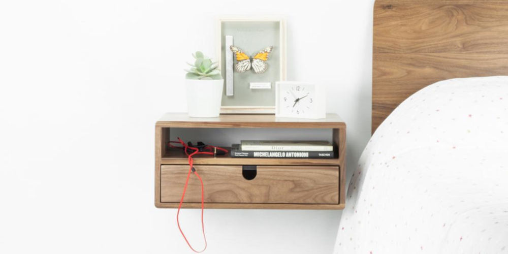 Habitables Walnut Floating nightstand