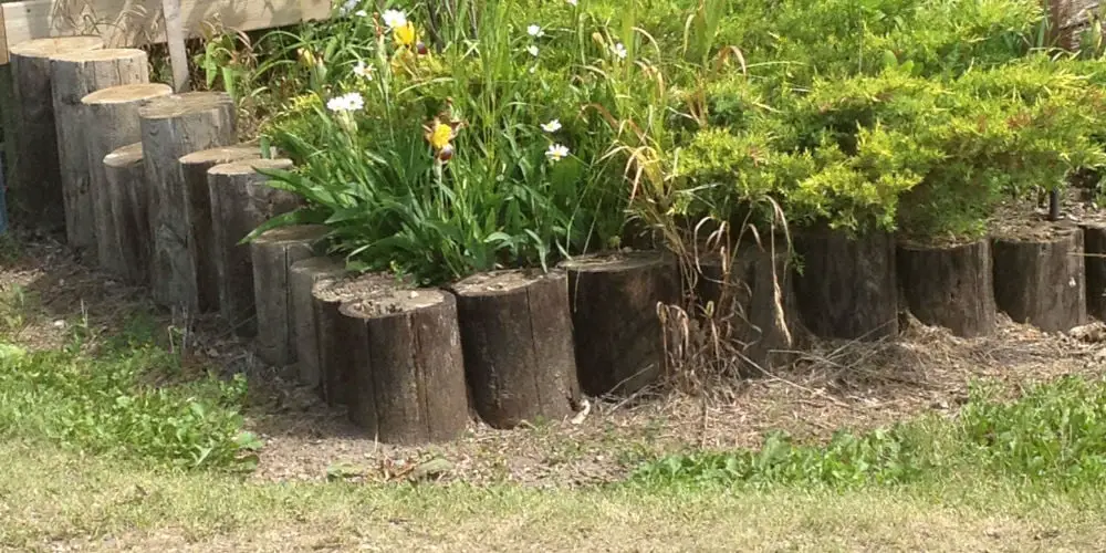 log flower bed edging Pinterest