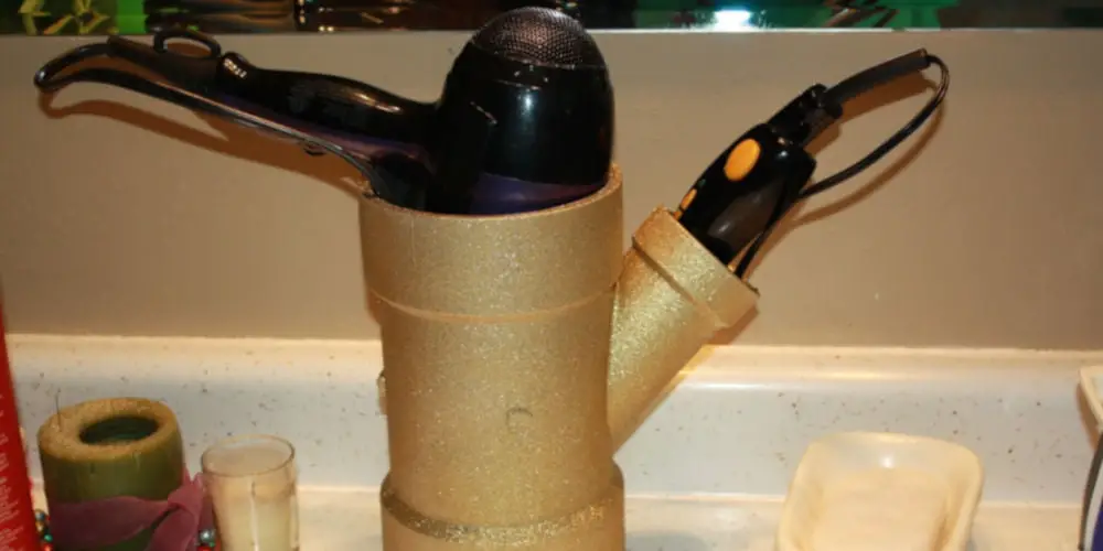 pvc hairdryer storage ideas