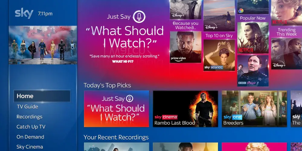 sky Q home screen